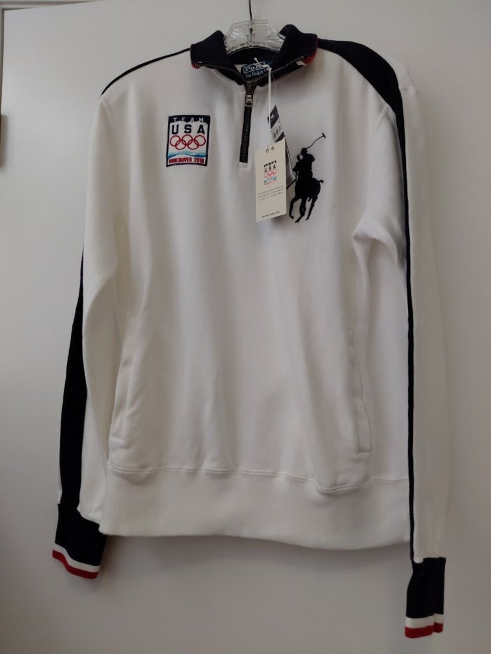 Polo Ralph Lauren Sweater Mens White Big Pony Team USA 2010 Olympics Small